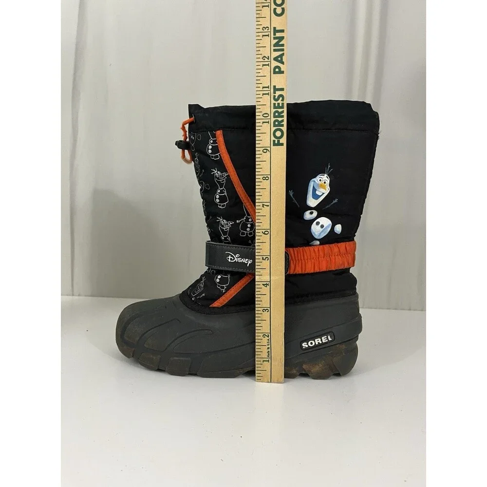 Sorel Disney Olaf Winter Snow Boots Kids Size 6 Olaf Black Pull On Weather Proof